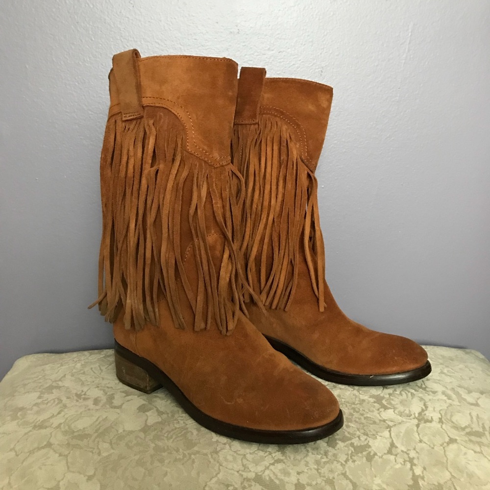 Lucky Brand Suede Fringe Boots